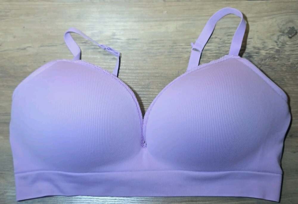 No Boundaries Purple 3XL Ribbed T-Shirt Bra Wireless Hook & Eye Adjustable